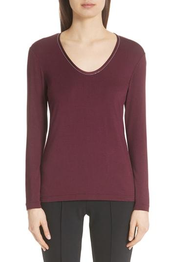 Women's Lafayette 148 New York Rila Chain Detail Top - Burgundy