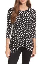 Women's Anne Klein High/low Dot Print Top - Black