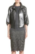 Women's St. John Collection Pearlized Nappa Leather Jacket