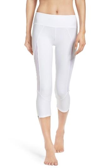 Women's Onzie 'splice' Mesh Inset Capris, Size Xs - White