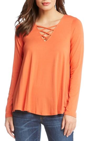 Women's Karen Kane Crisscross Neck Swing Top - Orange