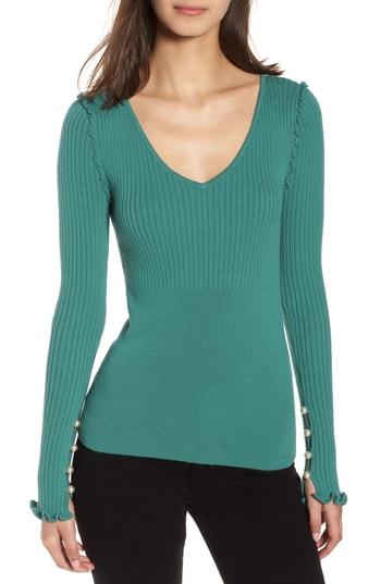 Women's Chelsea28 Pearly Bead Detail Sweater, Size - Blue/green