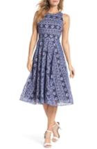 Women's Eliza J Stripe Lace A-line Dress - Blue