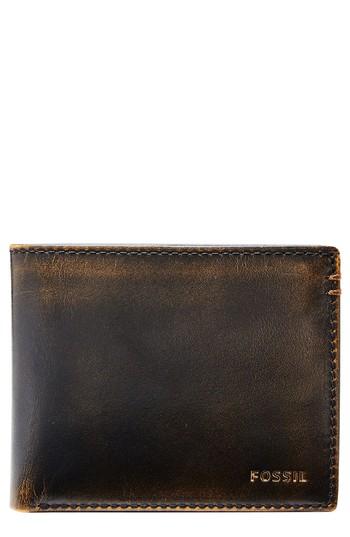 Men's Fossil Wade Leather Wallet - Black