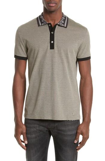 Men's Versace Collection Filigree Collar Polo, Size - Beige