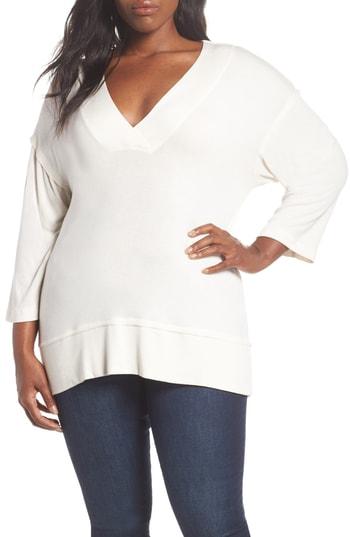 Women's Bobeau Wide Seamed Tunic Tee, Size - Ivory