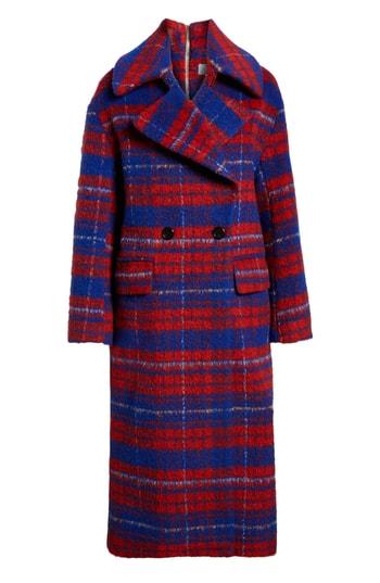 Women's Topshop Bodika Check Coat Us (fits Like 0-2) - Red