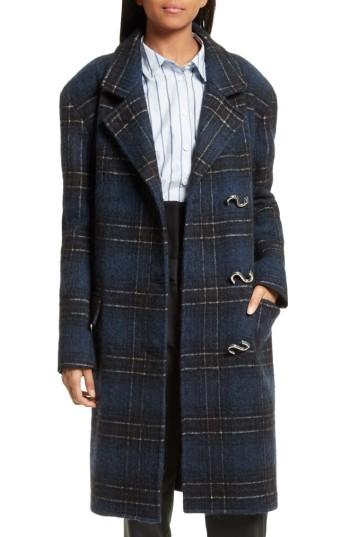 Women's Tibi Dominic Plaid Oversize Coat - Blue