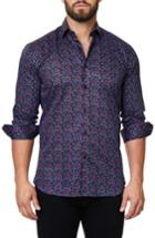 Men's Maceoo Luxor Abstract Mosaique Slim Fit Sport Shirt (s) - Blue
