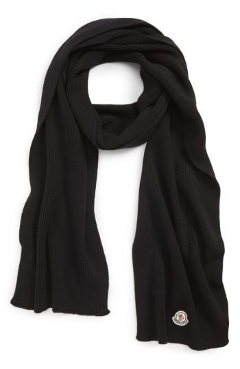 Men's Moncler Virgin Wool Scarf, Size - Black