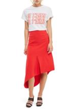 Women's Topshop Split Asymmetric Jersey Midi Skirt Us (fits Like 0) - Red