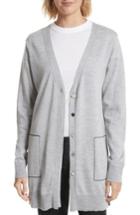 Women's Grey Jason Wu Double Placket Merino Wool Blend Cardigan