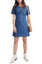 Women's Madewell Denim A-line Zip Front Dress - Blue