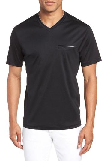 Men's Calibrate Trim Fit Tipped V-neck T-shirt - Black