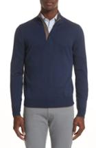 Men's Canali Quarter Zip Sweater Us / 50 Eu - Blue