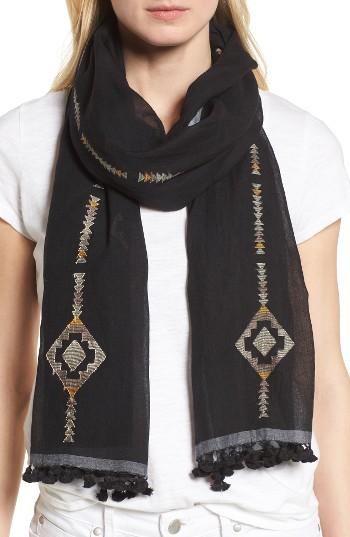 Women's Eileen Fisher Embroidered Oraganic Cotton Scarf