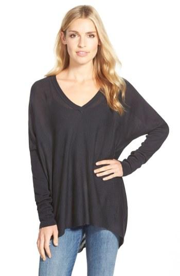 Women's Press Cotton & Modal Boxy V-neck Sweater - Grey