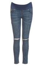 Women's Topshop Moto Jamie Ripped Skinny Maternity Jeans X 32 - Blue