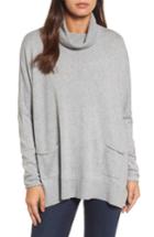 Women's Caslon Relaxed Turtleneck Sweater Poncho /small - Grey