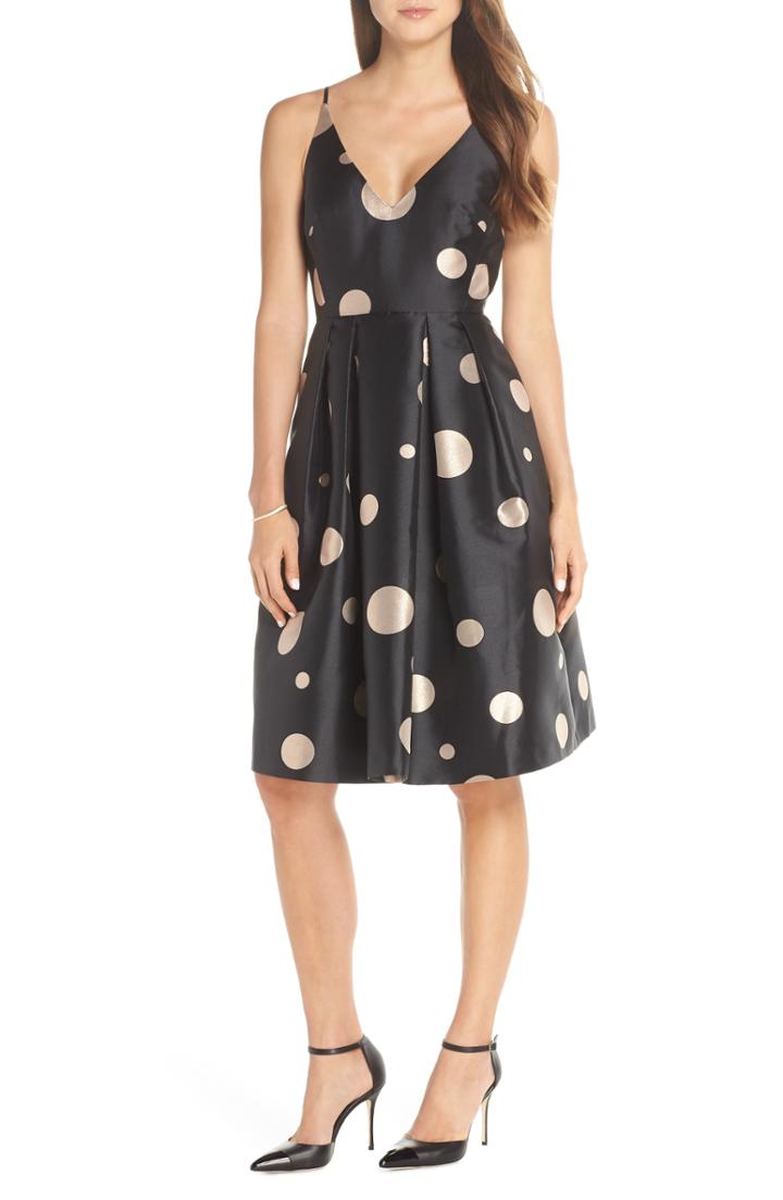 Women's 1901 Ruffle Grid Overlay Midi Dress - Black