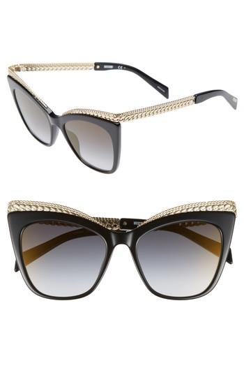 Women's Moschino 52mm Cat's Eye Sunglasses - Black