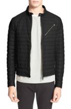 Men's Moncler 'casteau' Channel Quilted Leather Down Jacket - Black