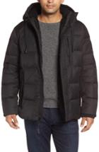 Men's Andrew Marc Groton Slim Down Jacket With Faux Shearling Lining - Black