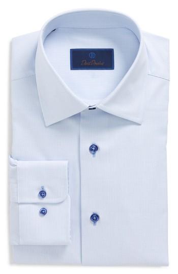 Men's David Donahue Regular Fit Solid Dress Shirt - 36/37 - Blue