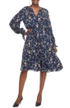 Women's Gal Meets Glam Collection Bonnie Floral Print Blouson Dress - Blue/green