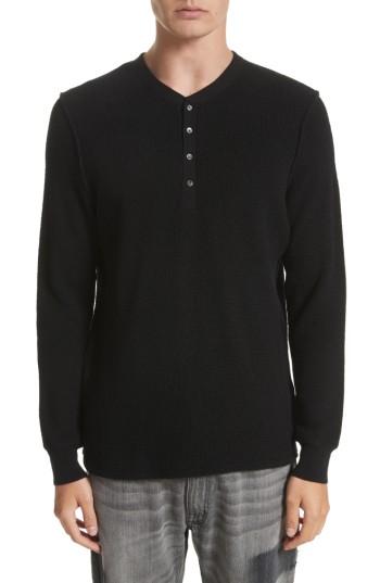 Men's Ovadia & Sons Long Sleeve Wool Henley - Black