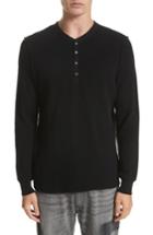 Men's Ovadia & Sons Long Sleeve Wool Henley - Black