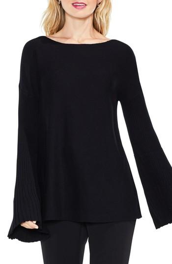 Women's Vince Camuto Bell Sleeve Ribbed Sweater - Black