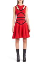 Women's Alexander Mcqueen Bustier Knit Fit & Flare Dress - Red