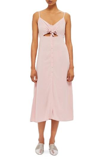 Women's Topshop Knot Front Slipdress Us (fits Like 0) - Pink