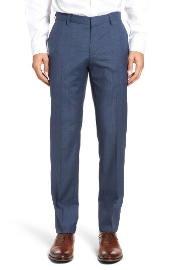 Men's Boss Genesis Flat Front Plaid Wool Trousers