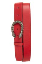 Women's Gucci Leather Belt - Hibiscus Red/black Diamond
