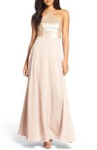 Women's Lulus Sequin Chiffon Gown