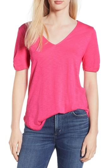 Women's Gibson X Hi Sugarplum! Anna Maria Twist Sleeve Tee, Size - Pink