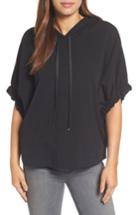 Women's Bobeau Gathered Sleeve Hoodie - Black