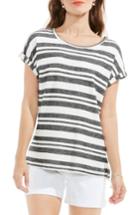 Women's Two By Vince Camuto Cuff Sleeve Jacquard Stripe Top - White