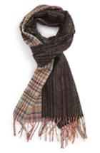 Men's Paul Smith Multistripe Check Lambswool Scarf, Size - Blue