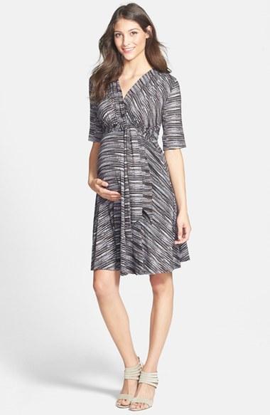 Women's Maternal America Tie Waist Maternity Dress - Black