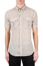 Men's Bugatchi Shaped Fit Linen Sport Shirt, Size - Beige