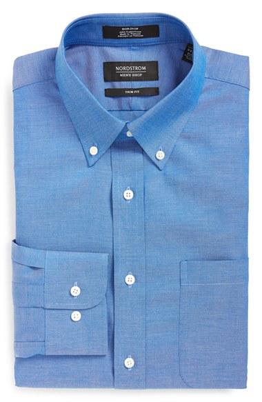 Men's Nordstrom Men's Shop Trim Fit Non-iron Dress Shirt 32/33 - Blue