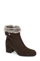 Women's Aquatalia Genuine Rabbit Fur Trim Block Heel Bootie .5 M - Grey
