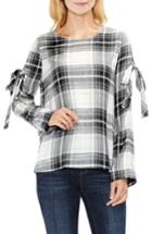 Women's Two By Vince Camuto Linearscape Plaid Tie Sleeve Blouse, Size - Pink