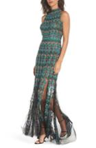 Women's Tadashi Shoji Embroidered Tulle Gown - Green