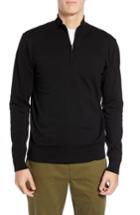 Men's French Connection Stretch Cotton Quarter Zip Sweater, Size - Black