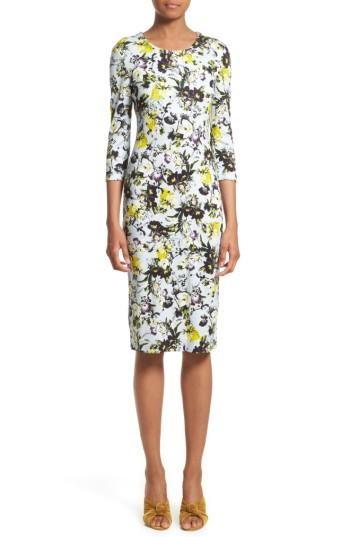 Women's Erdem Floral Jersey Sheath Dress Us / 14 Uk - Yellow