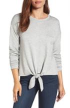 Petite Women's Bobeau Tie Front Sweatshirt P - Grey